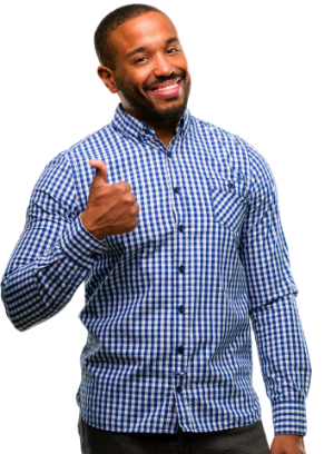 smiling man showing a thumbs up