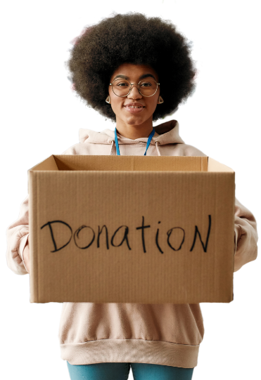 person holding a donation box