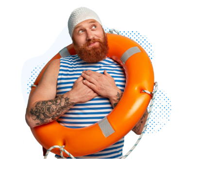 Man with life buoy