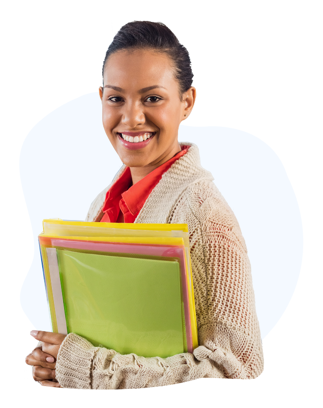 teacher with documents