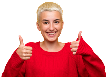 thumbs up smiling woman