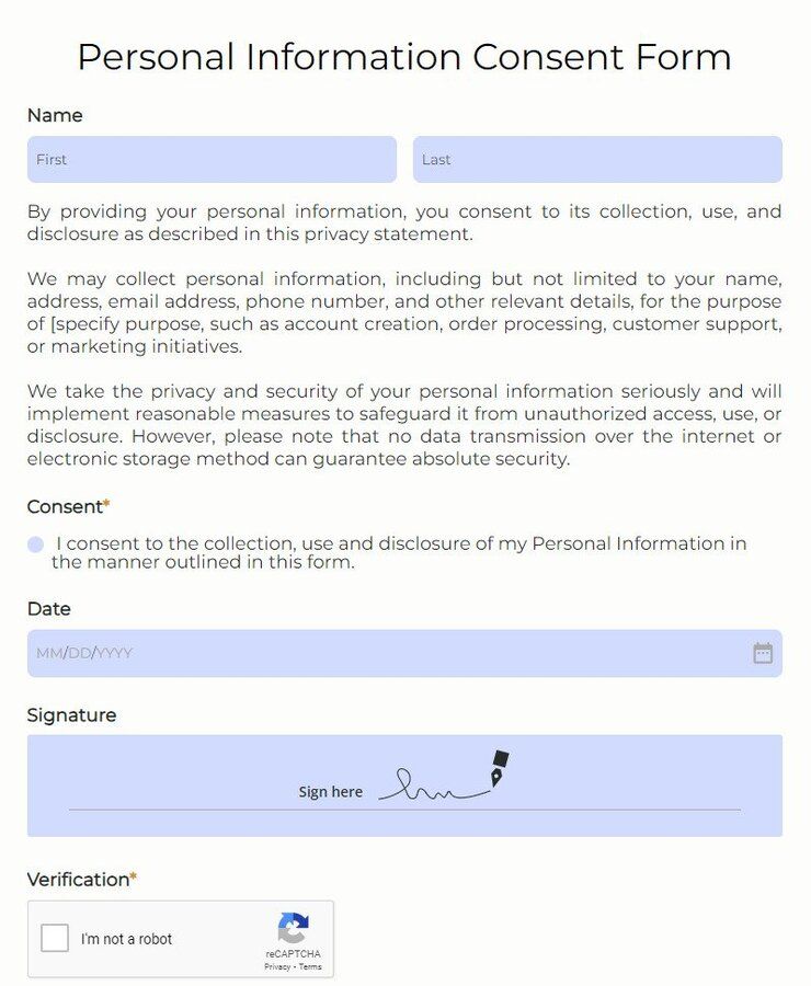 Free Personal Information Consent Form Template