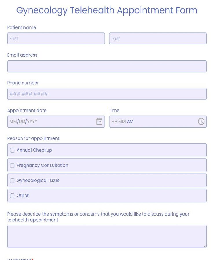 Free Gynecology Telehealth Appointment Form Template