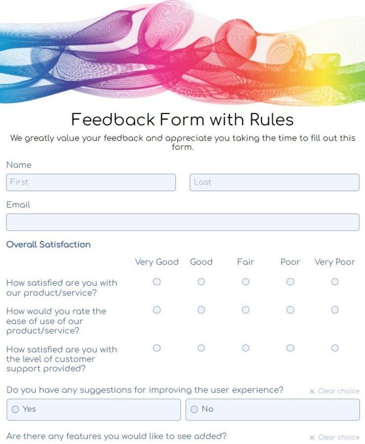 Feedback Form with Rules Template | 123FormBuilder